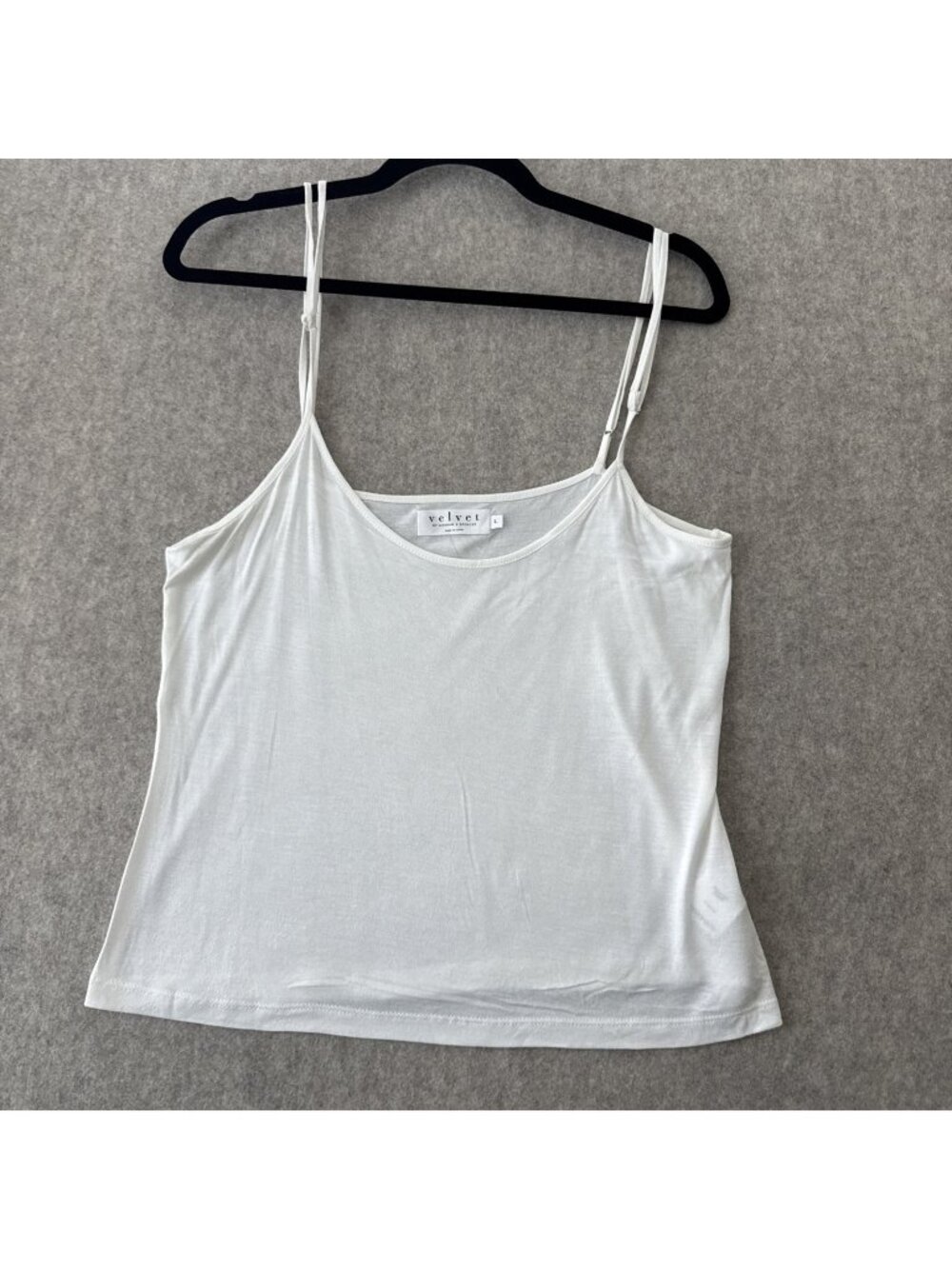 Velvet by Graham & Spencer Spaghetti Strap Cami Tank Top Womens L White Rayon